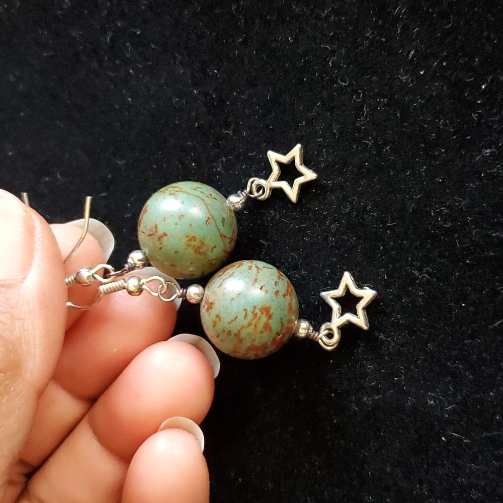 Dragon Blood Stone Earrings.